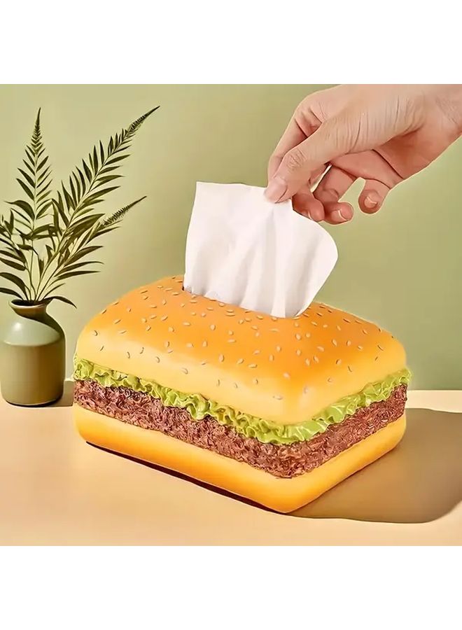 حامل علبة المناديل برجر مستدير ديكور للمطبخ والمكتب قاعدة مستقيمة هدية مثالية - Image 4